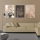 Doğanın İzleri: Soyut Çiçek ve Yaprak Sanatı Çerçeveli Tablo Seti