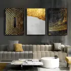 Altın Dokunuşlar: Üçlü Metal Çerçeveli Tablo Takımı