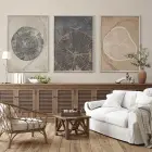 Zamanın İzleri: Çeşitli Ağaç Halkaları Üçlü Metal Çerçeveli Tablo Takımı