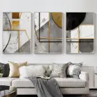 Geometrik Zarafet: Üç Parçalı Metal Çerçeveli Tablo Seti
