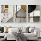 Geometrik Zarafet: Üç Parçalı Metal Çerçeveli Tablo Seti