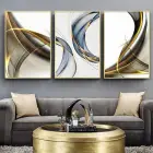 Soyut Düşünceler: Geometrik Harmoni Üçlü Metal Çerçeveli Tablo Seti