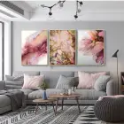 Organik Şekillerin Cazibesi: Dinamik Renk Akışı Üçlü Metal Çerçeveli Tablo Seti