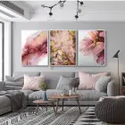 Organik Şekillerin Cazibesi: Dinamik Renk Akışı Üçlü Metal Çerçeveli Tablo Seti