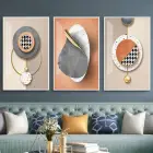 Geometrik Rüyalar: Üçlü Metal Çerçeveli Tablo Seti