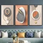 Geometrik Rüyalar: Üçlü Metal Çerçeveli Tablo Seti