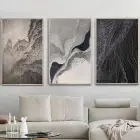 Zamanın İzinde: Üçlü Soyut Metal Çerçeveli Tablo Seti