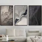 Zamanın İzinde: Üçlü Soyut Metal Çerçeveli Tablo Seti