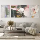 Pastel Fırça Darbeleri; İlham Veren Üçlü Metal Çerçeveli Tablo Seti