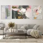 Pastel Fırça Darbeleri; İlham Veren Üçlü Metal Çerçeveli Tablo Seti