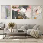 Pastel Fırça Darbeleri; İlham Veren Üçlü Metal Çerçeveli Tablo Seti