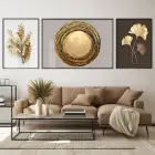 Altın Mevsimi; Doğanın Sanata Yansıması Üçlü Metal Çerçeveli Tablo Seti