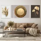 Altın Mevsimi; Doğanın Sanata Yansıması Üçlü Metal Çerçeveli Tablo Seti