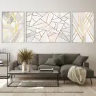 Modern Geometrik Harikalar; Altın Aksanlı Üçlü Metal Çerçeveli Tablo Seti
