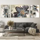 Kozmik Bahar; Merkezi Soyut Metal Çerçeveli Üçlü Metal Çerçeveli Tablo Seti