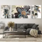 Kozmik Bahar; Merkezi Soyut Metal Çerçeveli Üçlü Metal Çerçeveli Tablo Seti