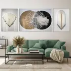 Modern Simetri; Üçlü Alüminyum Metal Çerçeveli Tablo Seti