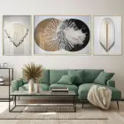 Modern Simetri; Üçlü Alüminyum Metal Çerçeveli Tablo Seti