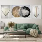 Modern Simetri; Üçlü Alüminyum Metal Çerçeveli Tablo Seti