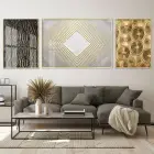 Antik Doku Desenleri; Etkileyici Üçlü Metal Çerçeveli Tablo Seti