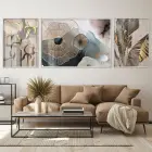 Soyut Botanik Silüetler; Altın Vurgulu Metal Çerçeveli Tablo