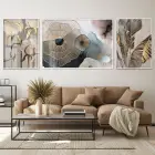 Soyut Botanik Silüetler; Altın Vurgulu Metal Çerçeveli Tablo