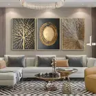 Altın Patlama Üçlü Metal Çerçeveli Tablo Seti