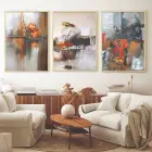 Soyut Renk Oyunları Üçlü Metal Çerçeveli Tablo Seti