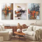 Soyut Renk Oyunları Üçlü Metal Çerçeveli Tablo Seti