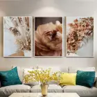 Pastel Bahar Esintisi Üçlü Metal Çerçeveli Tablo Seti