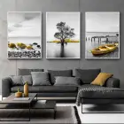 Yalnız Ağacın Hikayesi Üçlü Metal Çerçeveli Tablo Seti