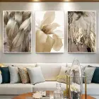 Altın Tüylerin Hafifliği 3lü Metal Çerçeveli Tablo Seti