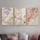 Zarif Pastel Gelincikler Üçlü Metal Çerçeveli Tablo Seti