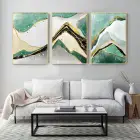 Yeşilin Altınla Dansı: Natürel Üçlü Metal Çerçeveli Tablo Takımı