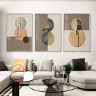 Sanatın Ahengi: Soyut Fısıltılar Metal Çerçeveli Tablo Takımı