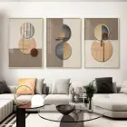 Sanatın Ahengi: Soyut Fısıltılar Metal Çerçeveli Tablo Takımı