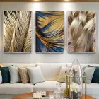 Yumuşak Dokular Ve Altın Yansımalar: Dekoratif Metal Çerçeveli Tablo Seti