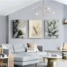 Hasat Zamanı: Sukulent Ve Buğday Başağı Temalı Üçlü Metal Çerçeveli Tablo Seti