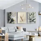 Hasat Zamanı: Sukulent Ve Buğday Başağı Temalı Üçlü Metal Çerçeveli Tablo Seti