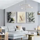 Hasat Zamanı: Sukulent Ve Buğday Başağı Temalı Üçlü Metal Çerçeveli Tablo Seti