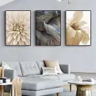 Ev Dekorasyonu İçin Sanatsal Dokunuş: Mermer Ve Çiçek Motifli Üçlü Metal Çerçeveli Tablo Takımı