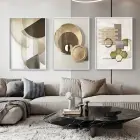 Modern Geometrik Desenli Metal Çerçeveli Üçlü Tablo Takımı