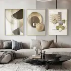 Modern Geometrik Desenli Metal Çerçeveli Üçlü Tablo Takımı