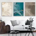 Mermerin Sessiz Dansı: Nötr Tonlar Üçlü Metal Çerçeveli Tablo Seti