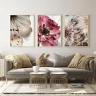 Doğanın Nazik Dokunuşu: Kelebek Ve Çiçek Üçlü Metal Çerçeveli Tablo Seti