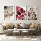 Doğanın Nazik Dokunuşu: Kelebek Ve Çiçek Üçlü Metal Çerçeveli Tablo Seti