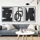 Minimalist Mükemmellik: Siyah Ve Beyaz Soyut Formlar Üçlü Metal Çerçeveli Tablo Seti