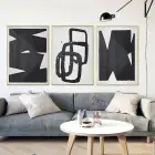 Minimalist Mükemmellik: Siyah Ve Beyaz Soyut Formlar Üçlü Metal Çerçeveli Tablo Seti