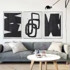 Minimalist Mükemmellik: Siyah Ve Beyaz Soyut Formlar Üçlü Metal Çerçeveli Tablo Seti