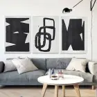 Minimalist Mükemmellik: Siyah Ve Beyaz Soyut Formlar Üçlü Metal Çerçeveli Tablo Seti